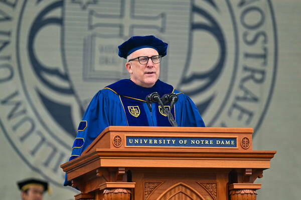 John McGreevy, the Charles and Jill Fischer Provost at the University of Notre Dame, delivered the keynote address during the Graduate School Commencement Ceremony on Saturday (May 20) at Notre Dame Stadium.